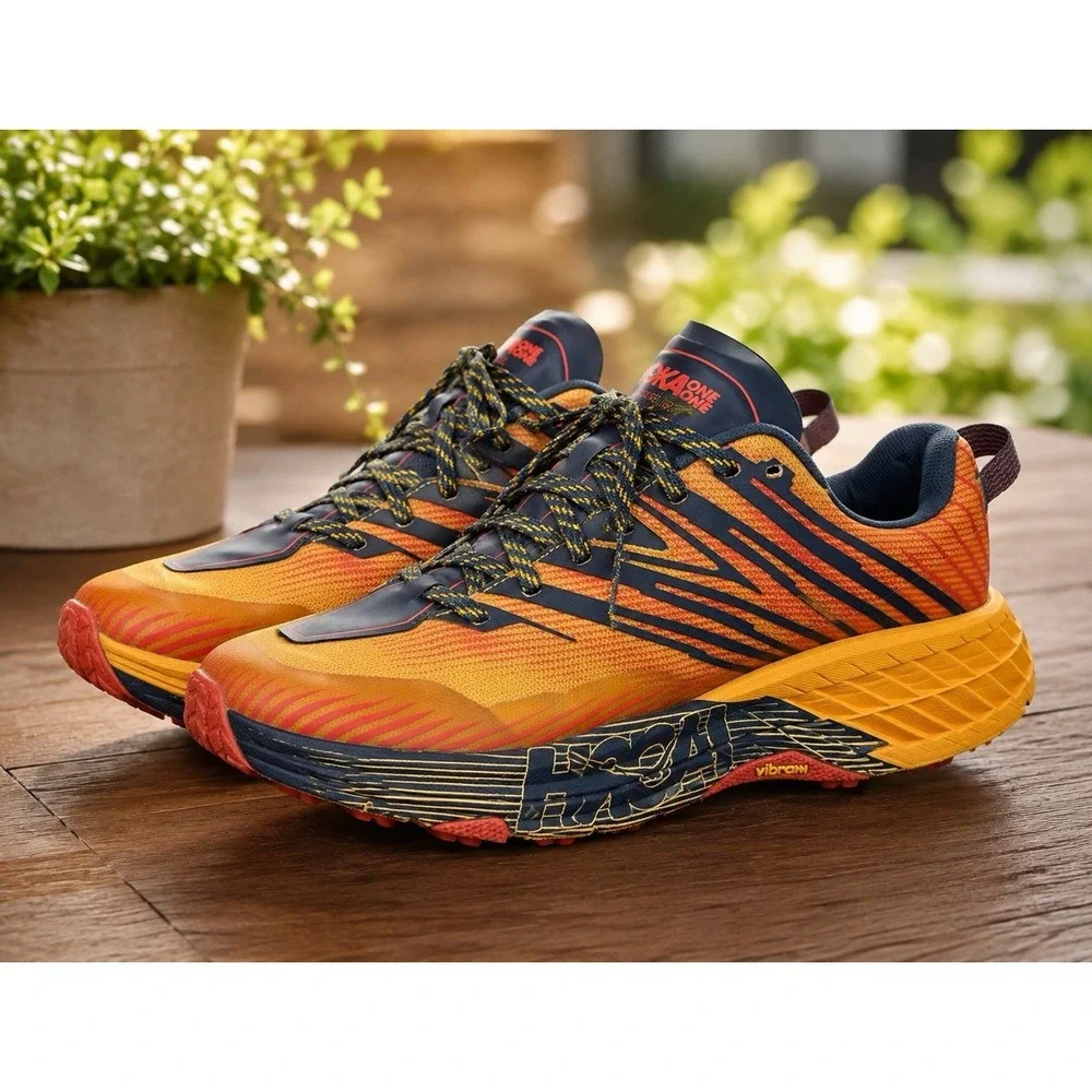 Hoka One One Speedgoat 4 Men's Trail Shoes Orange/Blue US 8 Medium MPN 1106526
